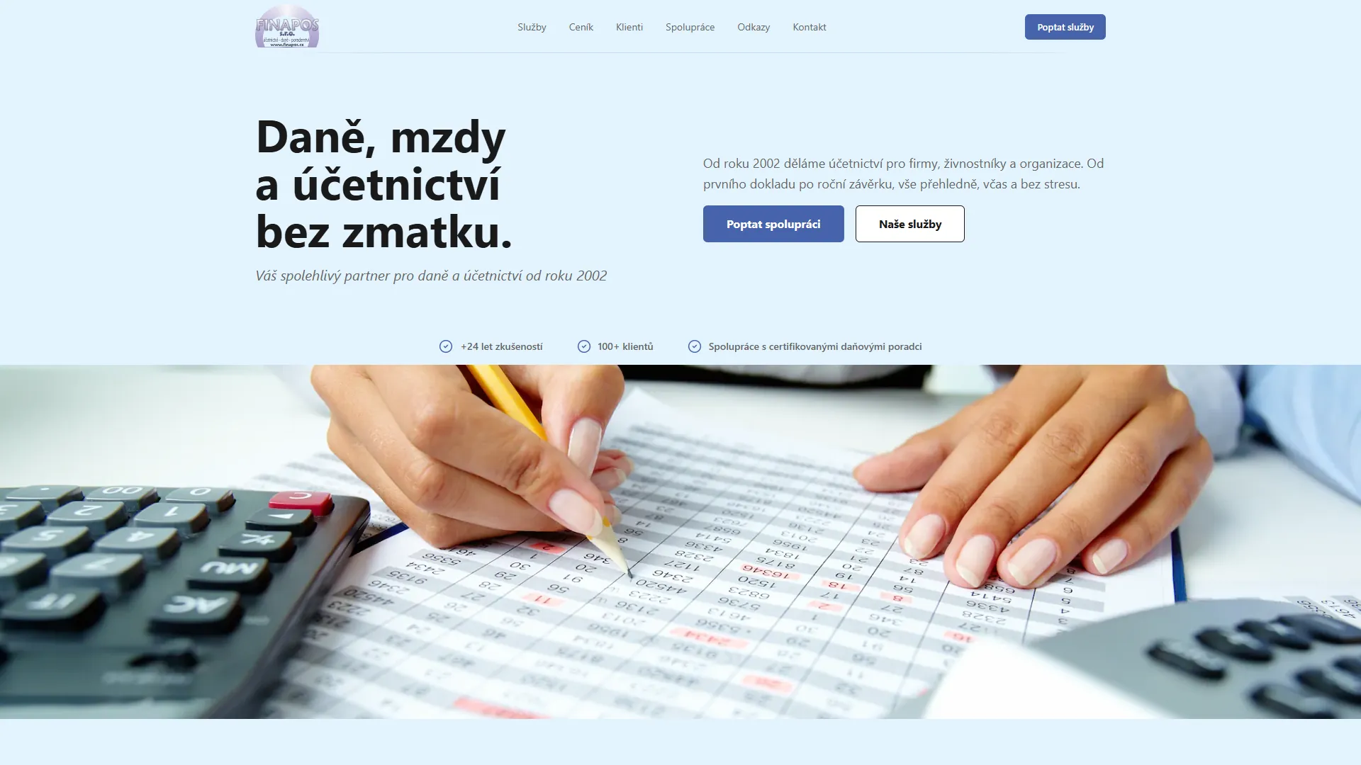 Finapos — čistý a důvěryhodný web pro účetní firmu