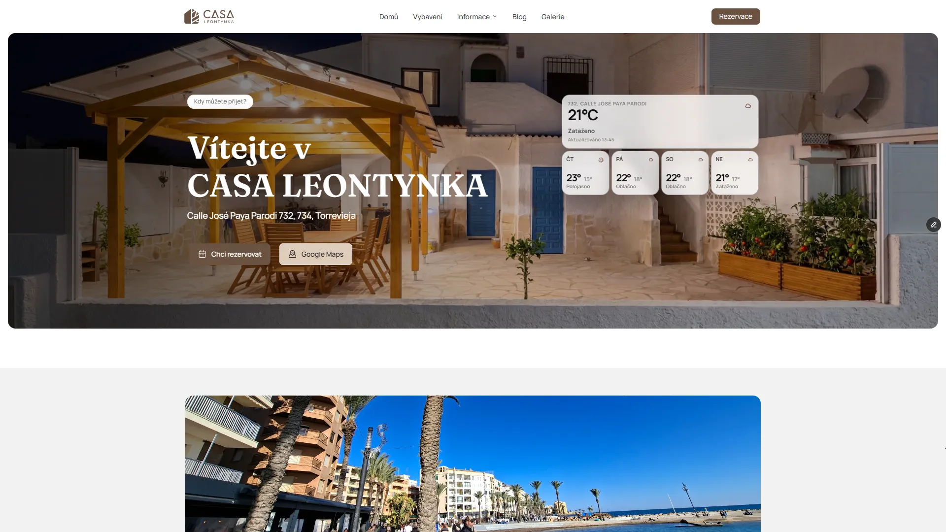 Leontýnka.es — rezervační web pro španělské ubytování