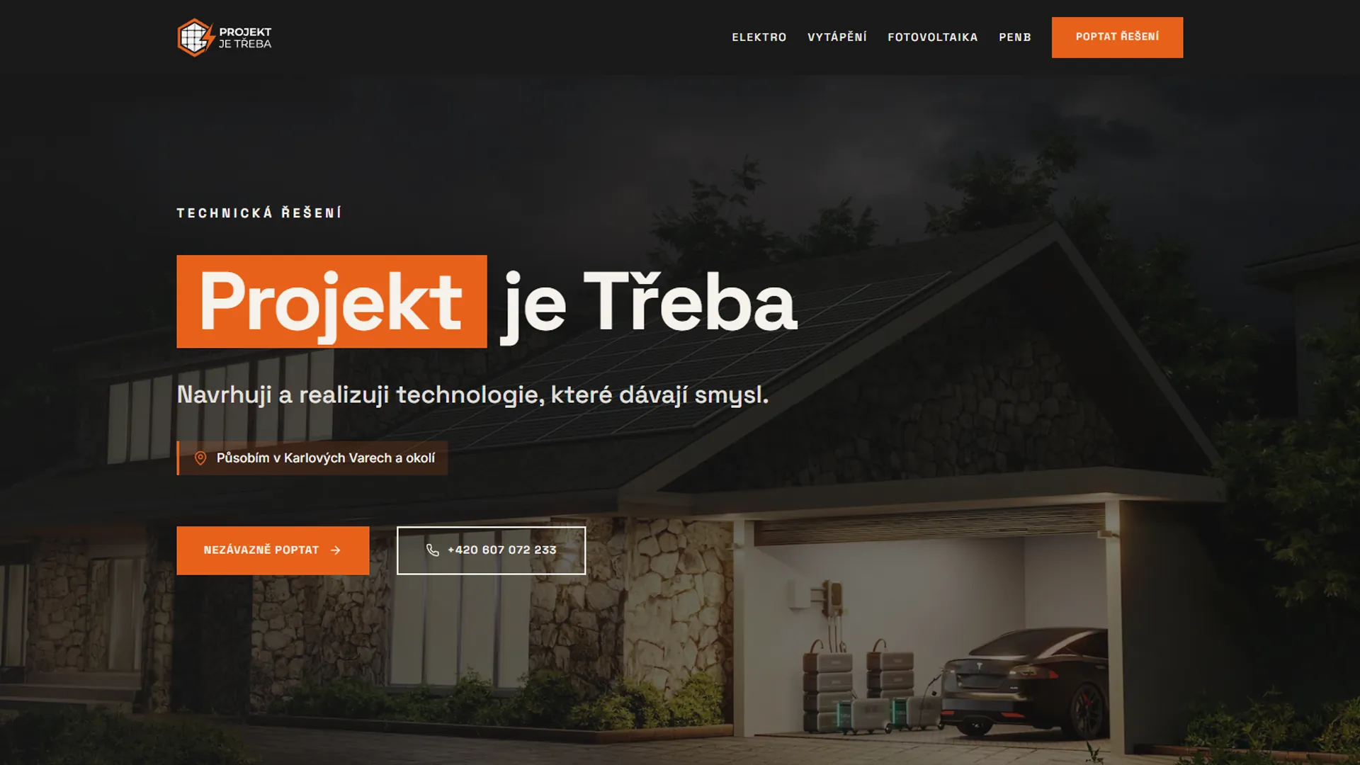 Projekt je třeba — moderní web pro elektrikáře s jasnou prezentací služeb